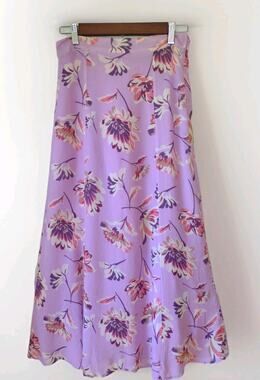 Midi Skirt floral Lavender Sz XS lined Boho cottage corp Sundance Josephine
